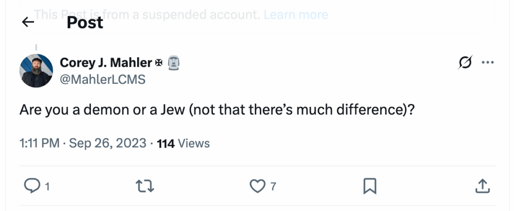 Post [145] by Corey J. Mahler ✠ on 09/26/2023