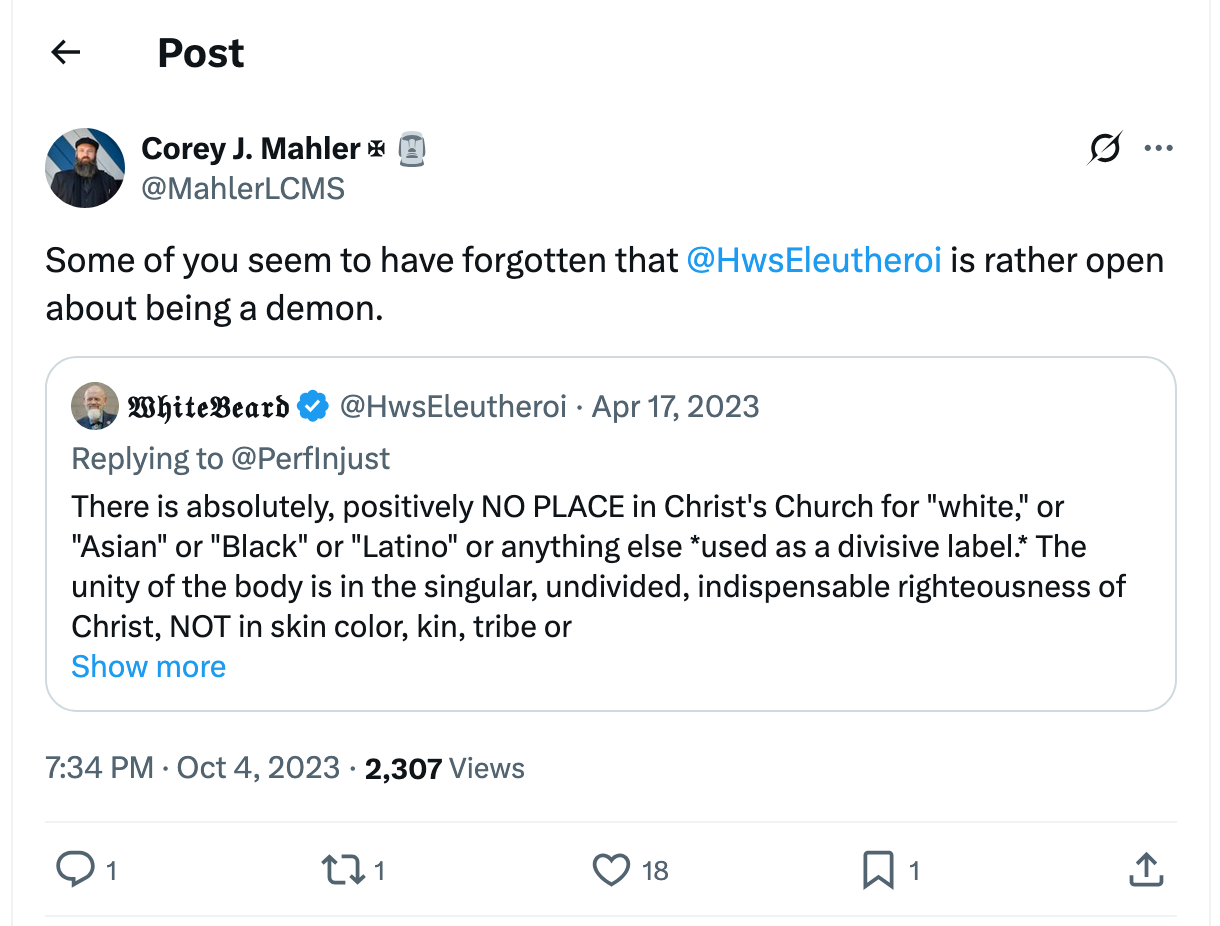 Post [146] by Corey J. Mahler ✠ on 04/17/2023