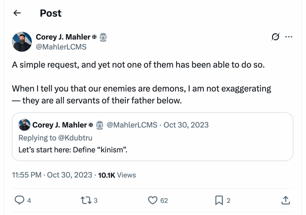 Post [152] by Corey J. Mahler ✠ on 10/31/2023