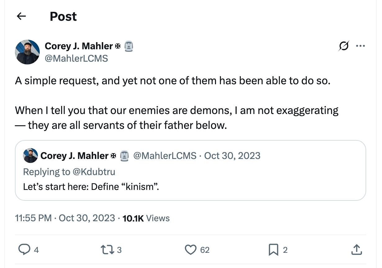 Post [152] by Corey J. Mahler ✠ on 10/31/2023