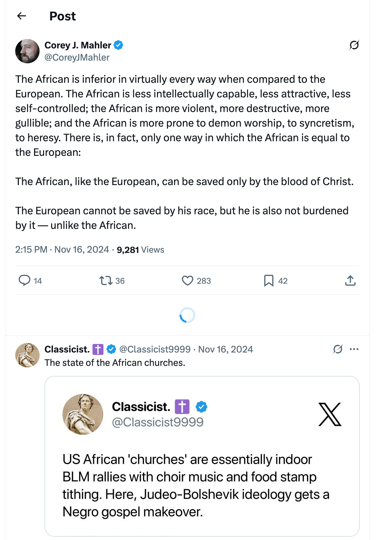 Post [4] by Corey J. Mahler on 11/16/2024