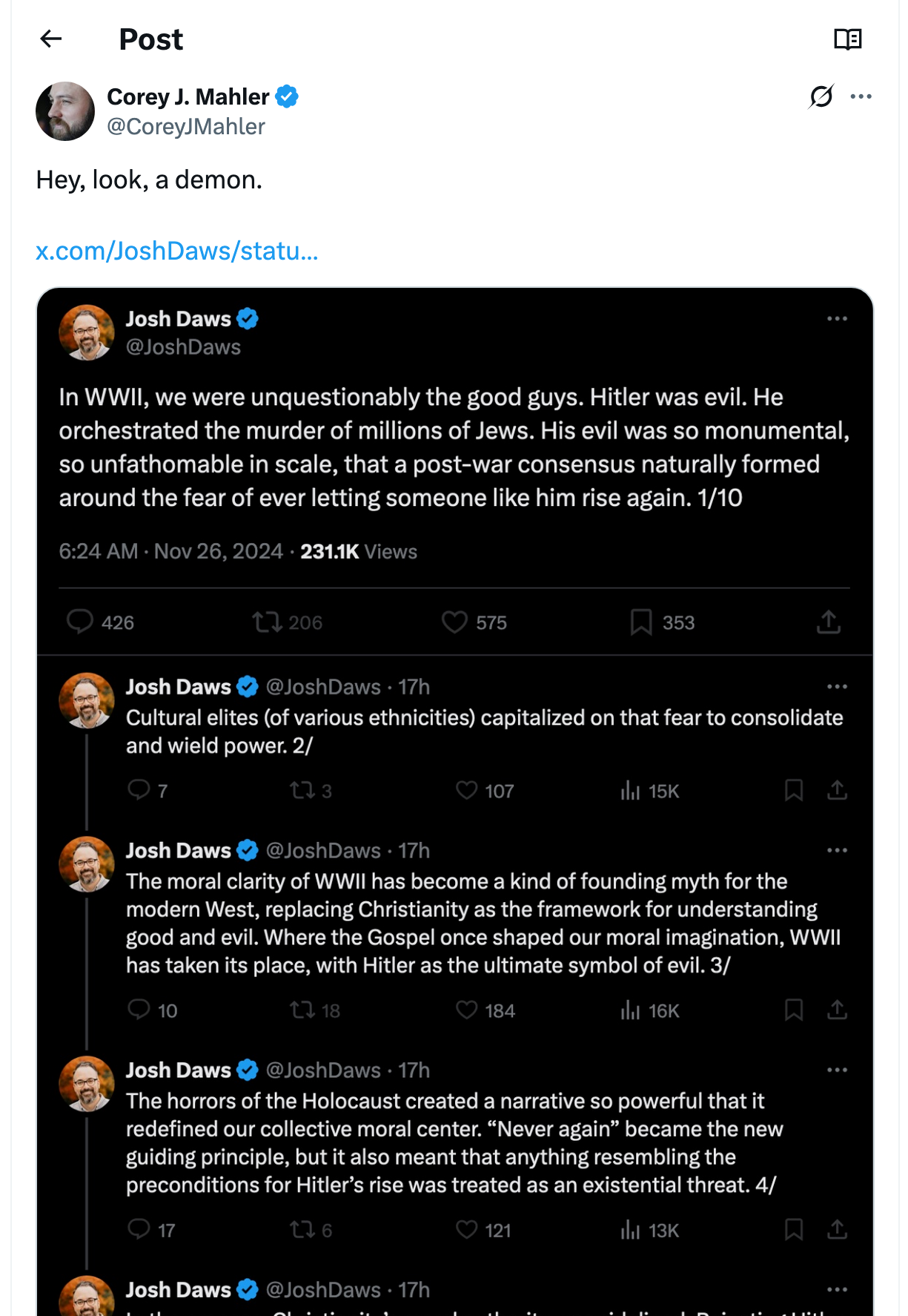 Post [5] by Corey J. Mahler on 11/27/2024