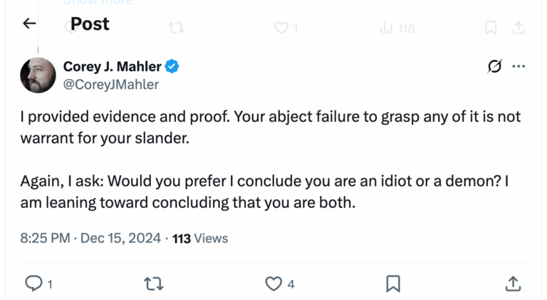 Post [9] by Corey J. Mahler on 12/16/2024