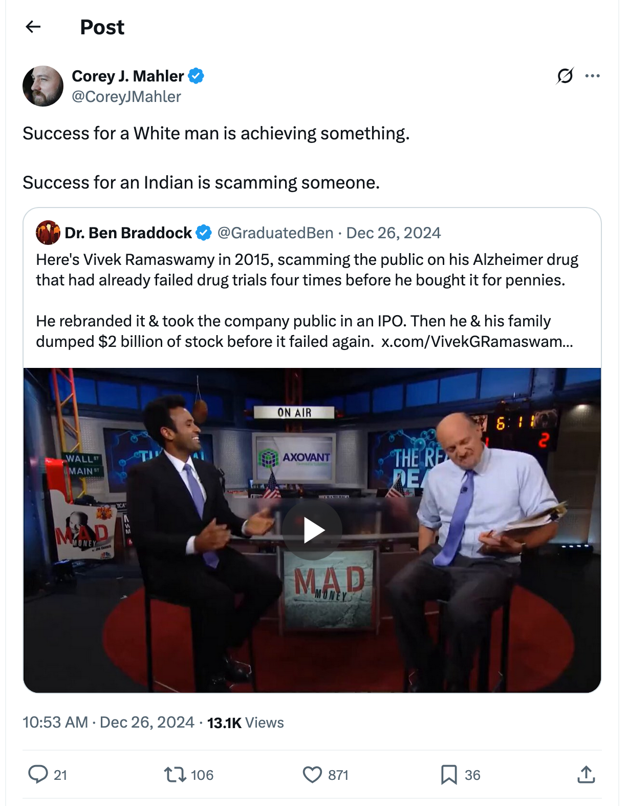 Post [19] by Corey J. Mahler on 12/26/2024