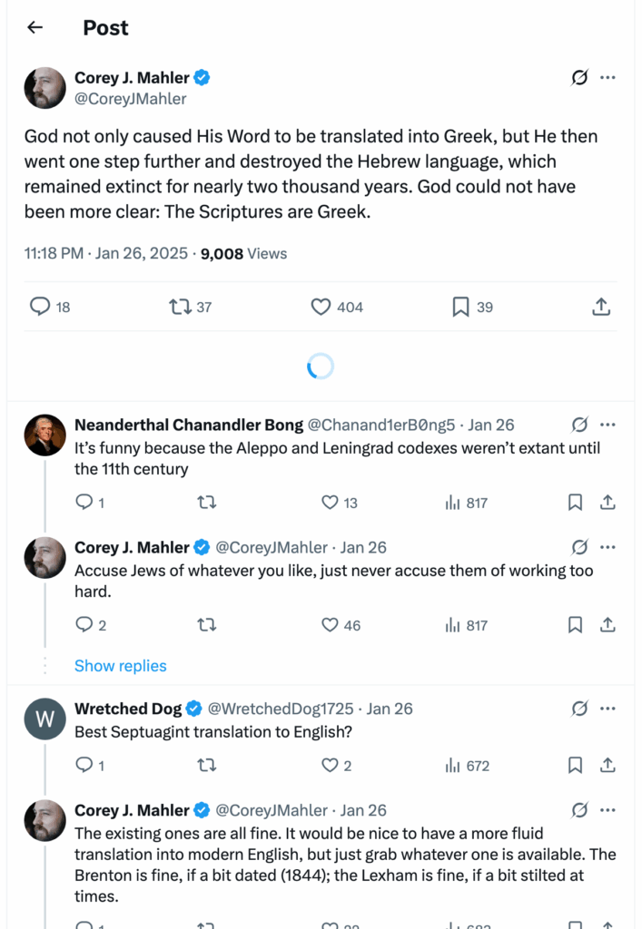 Post [29] by Corey J. Mahler on 01/27/2025