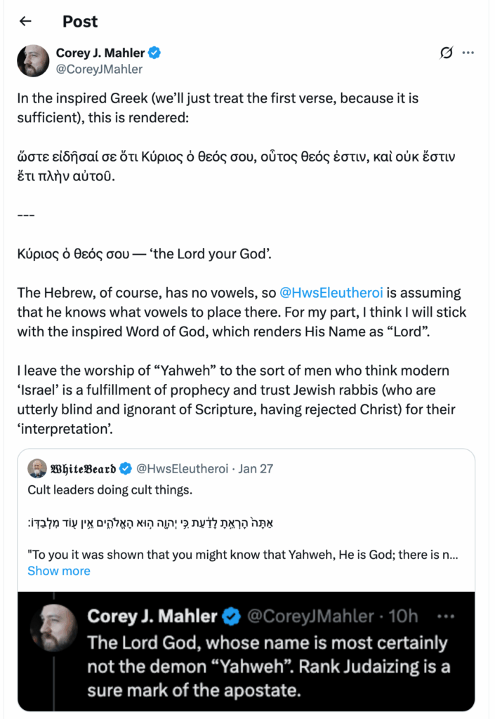 Post [32] by Corey J. Mahler on 01/27/2025