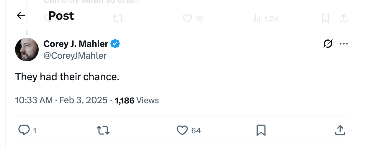 Post [36] by Corey J. Mahler on 02/03/2025