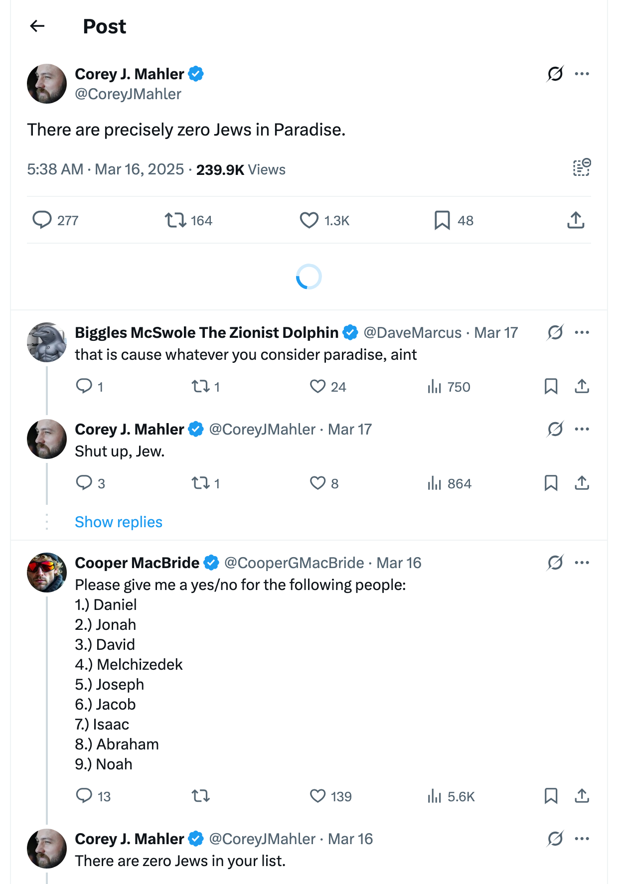 Post [57] by Corey J. Mahler on 03/16/2025