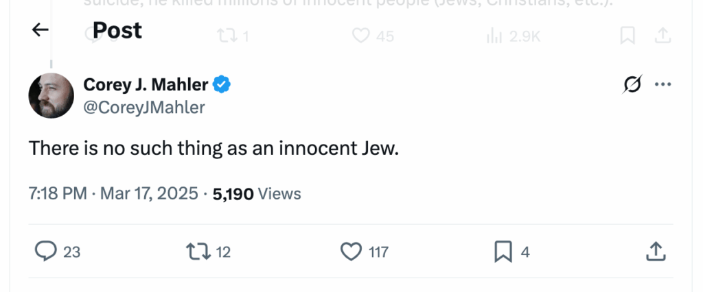 Post [61] by Corey J. Mahler on 03/17/2025