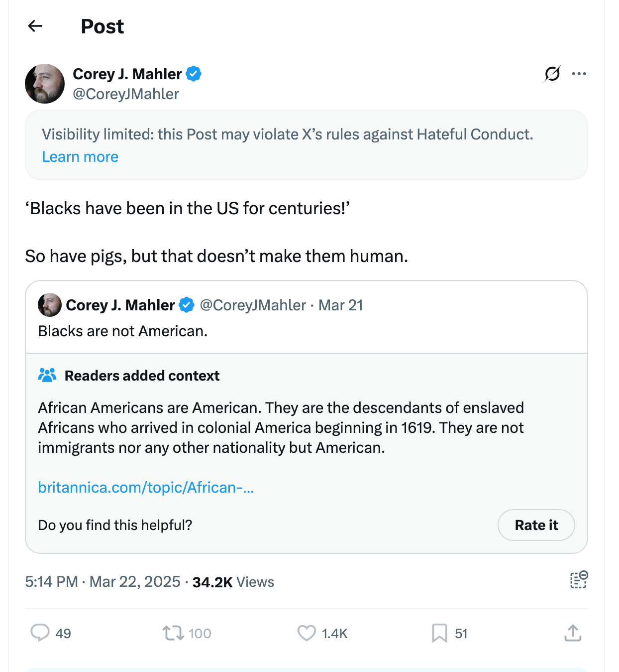 Post [76] by Corey J. Mahler on 03/22/2025