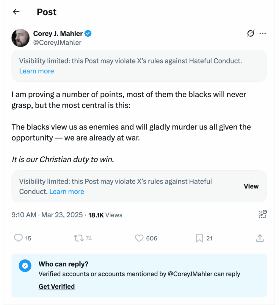 Post [77] by Corey J. Mahler on 03/23/2025