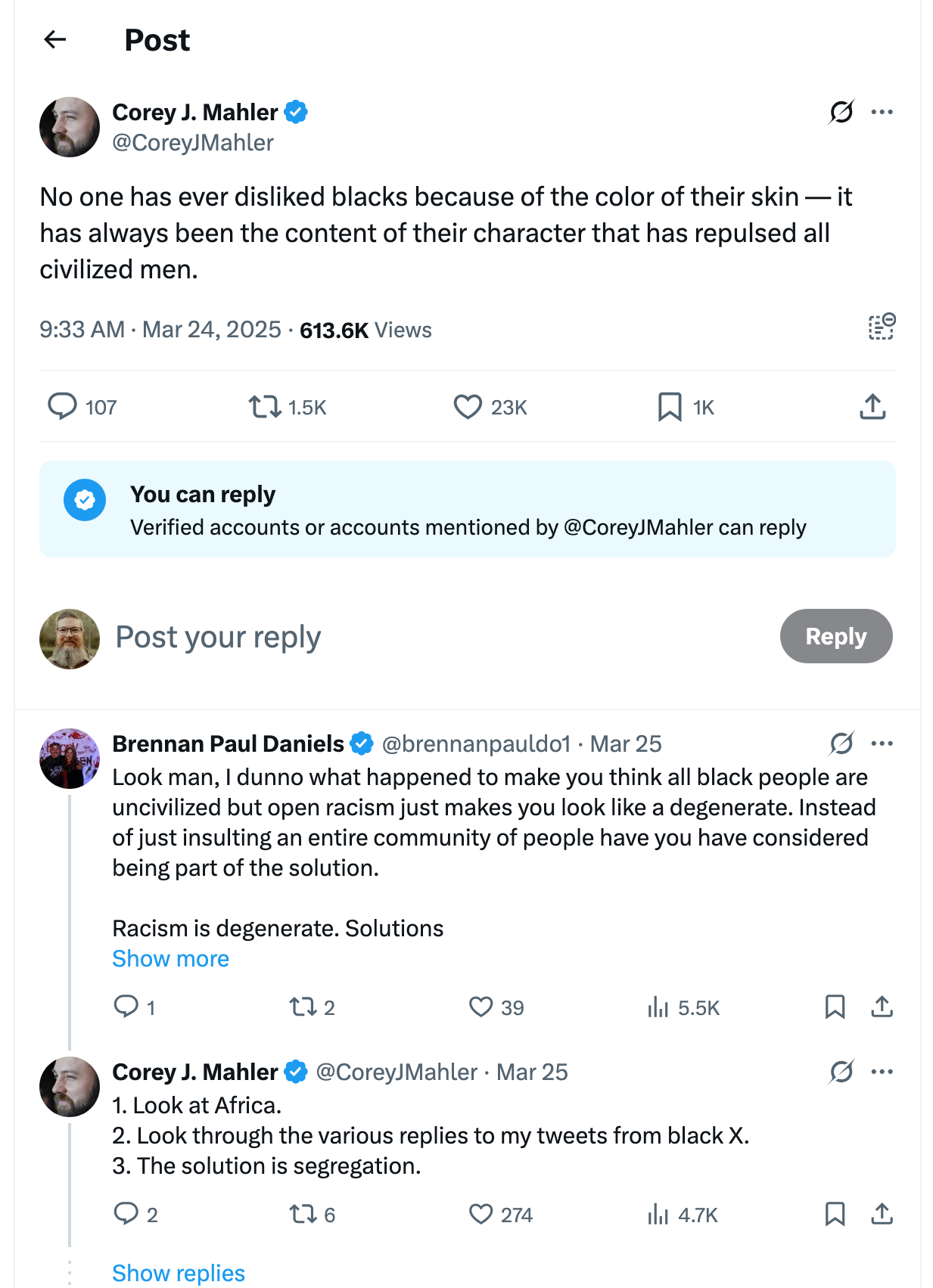 Post [83] by Corey J. Mahler on 03/24/2025