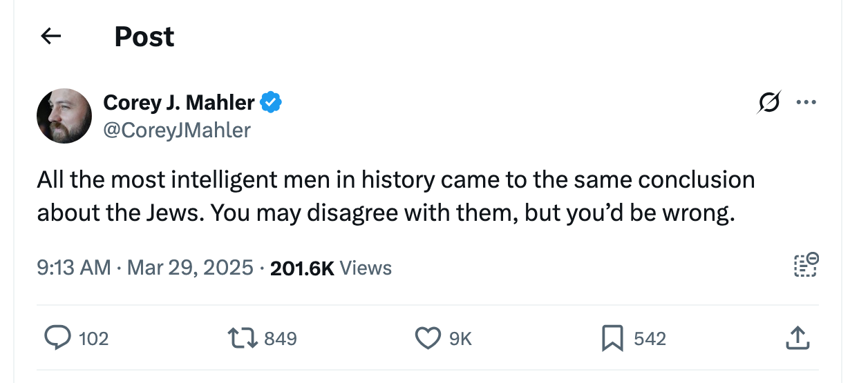 Post [92] by Corey J. Mahler on 03/29/2025