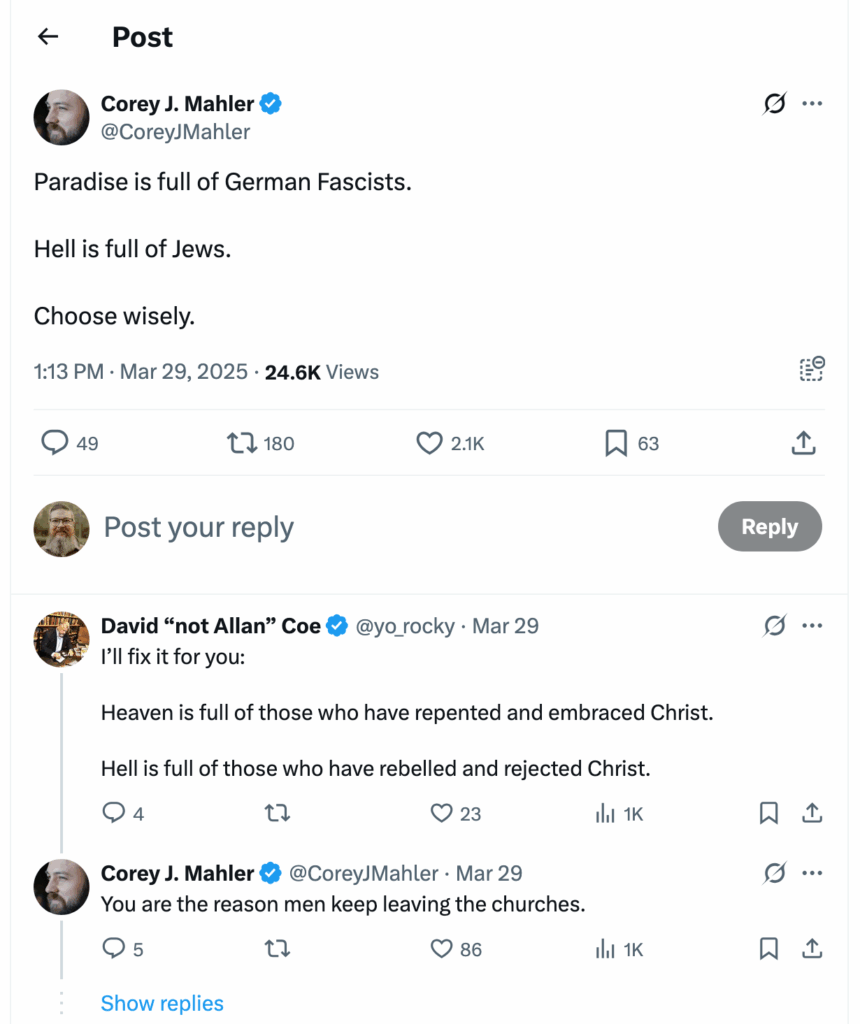 Post [93] by Corey J. Mahler on 03/29/2025