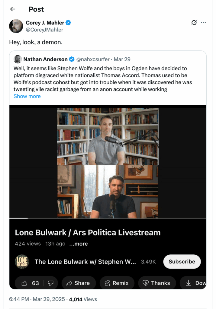 Post [95] by Corey J. Mahler on 03/29/2025