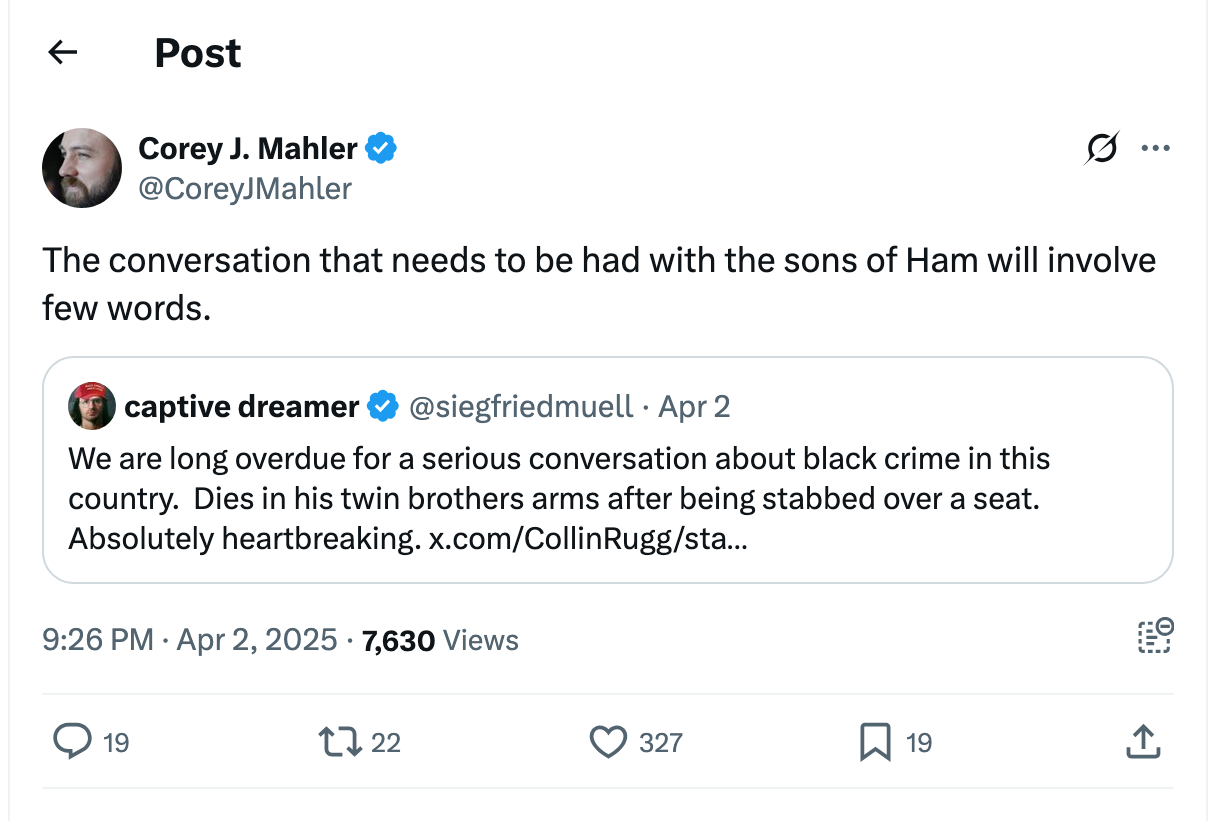 Post [102] by Corey J. Mahler on 04/03/2025