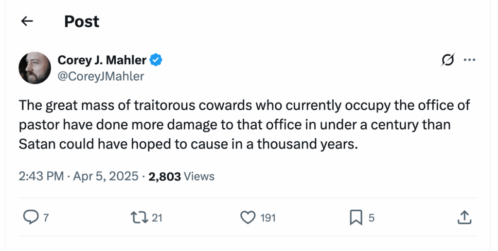 Post [107] by Corey J. Mahler on 04/05/2025