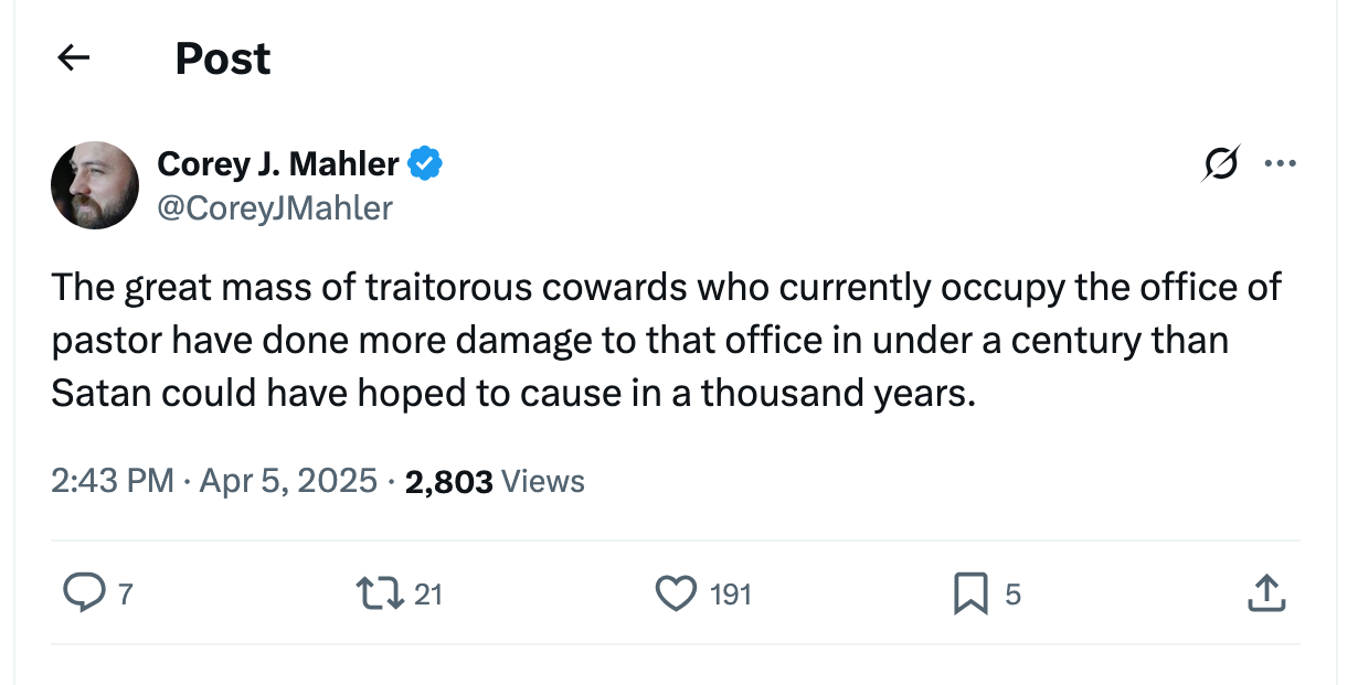 Post [107] by Corey J. Mahler on 04/05/2025