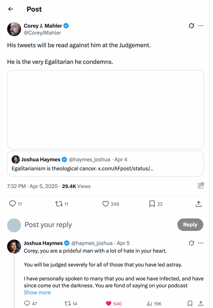 Post [108] by Corey J. Mahler on 04/05/2025