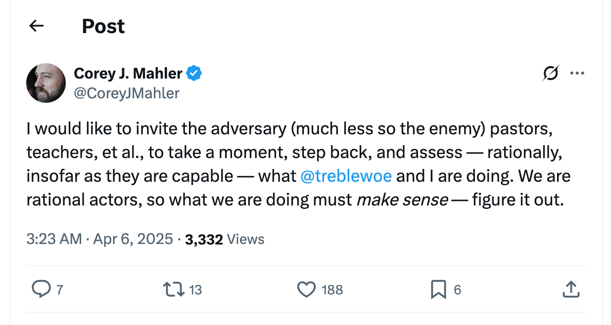 Post [109] by Corey J. Mahler on 04/06/2025