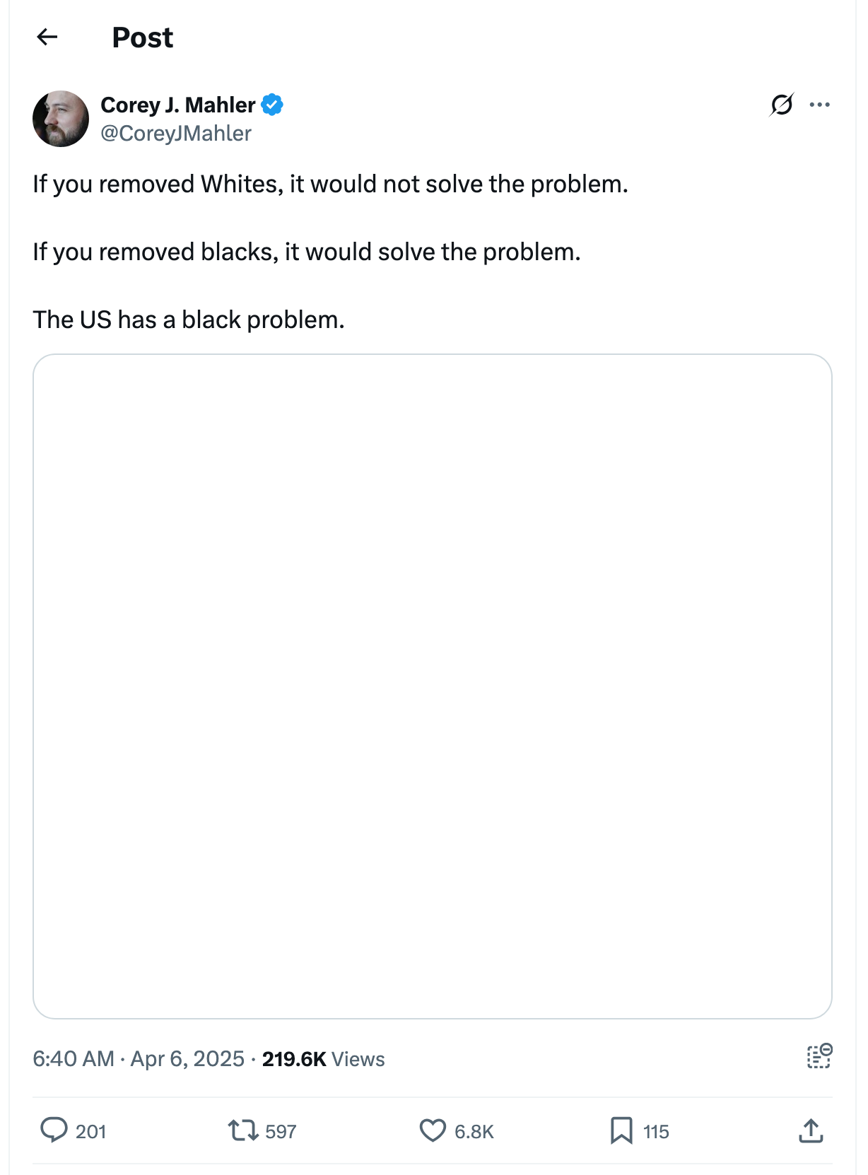 Post [110] by Corey J. Mahler on 04/06/2025