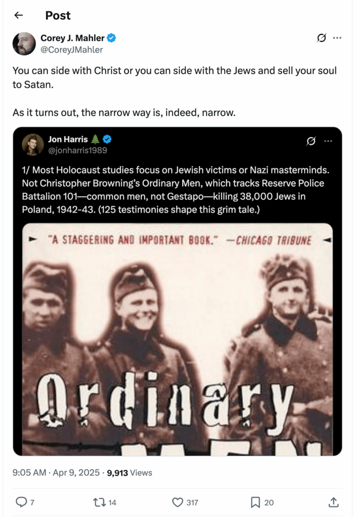 Post [123] by Corey J. Mahler on 04/09/2025