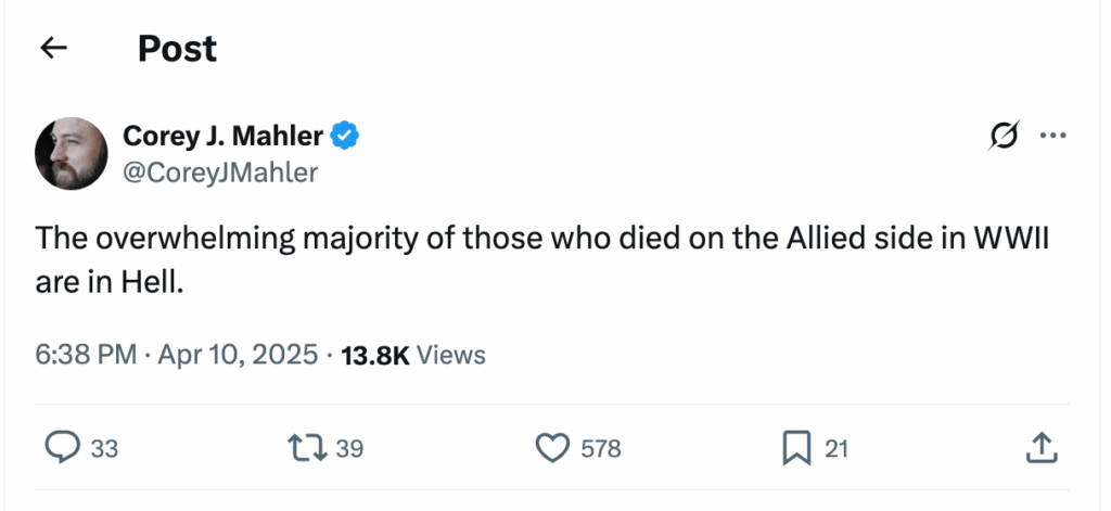 Post [128] by Corey J. Mahler on 04/10/2025