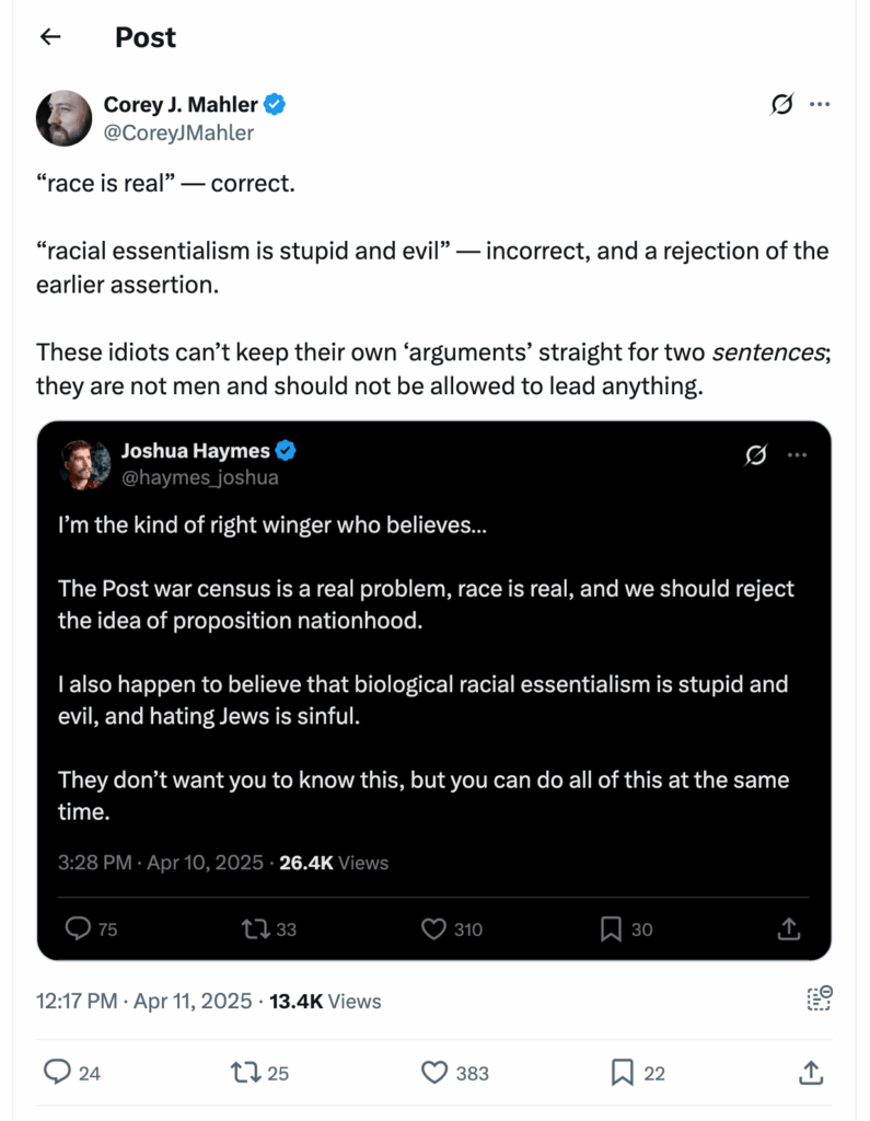 Post [129] by Corey J. Mahler on 04/11/2025