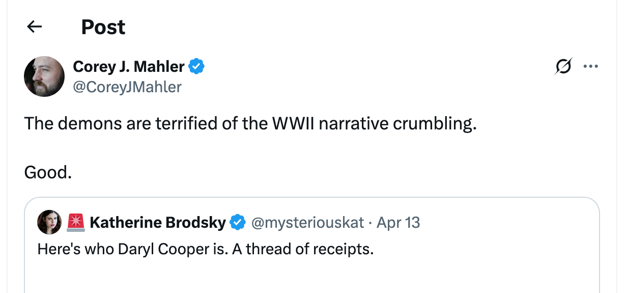 Post [136] by Corey J. Mahler on 04/13/2025