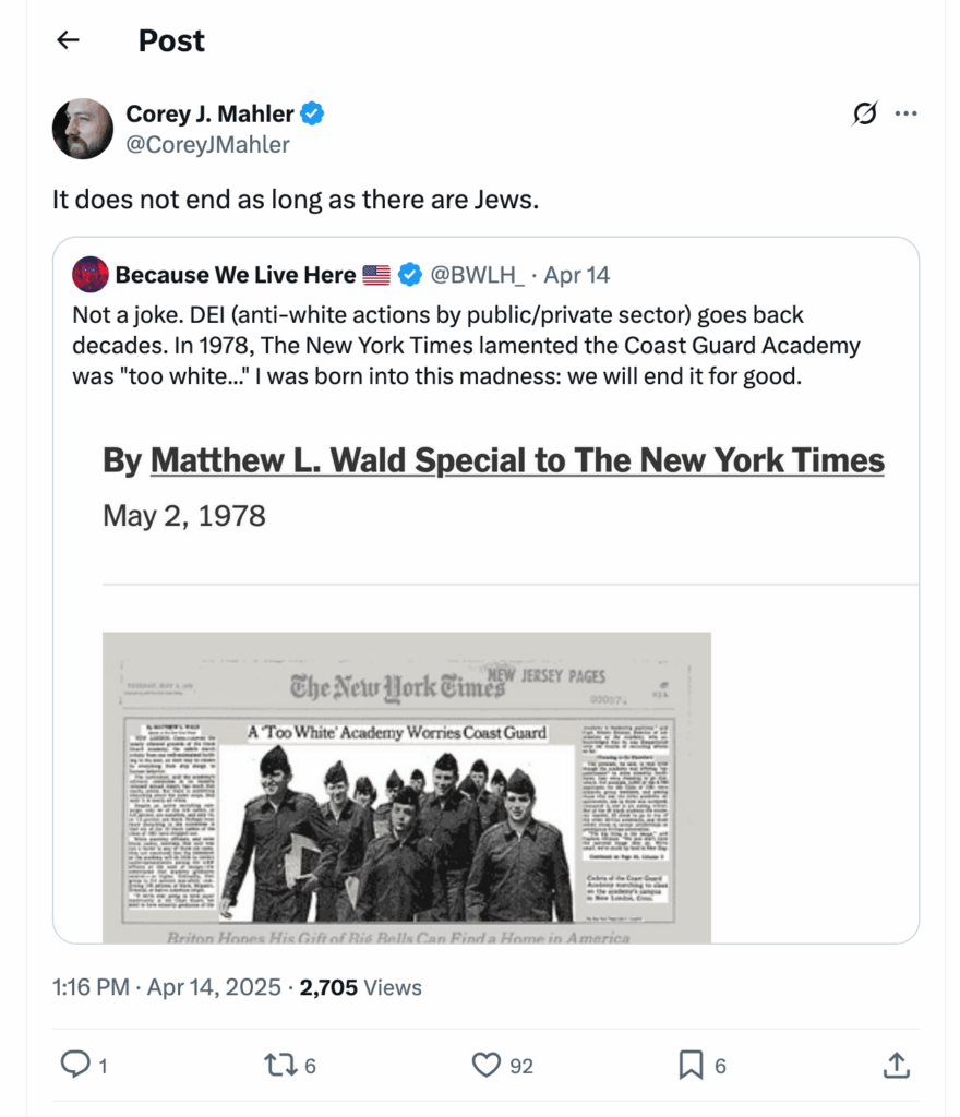 Post [137] by Corey J. Mahler on 04/14/2025